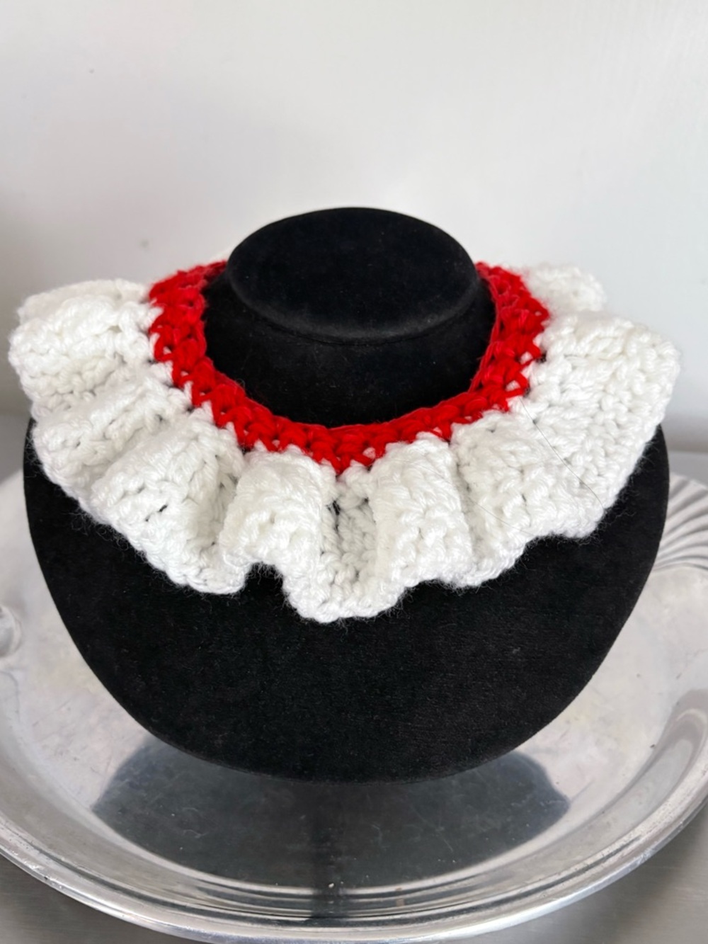 Crochet ruffle collar hand made clown or vintage look